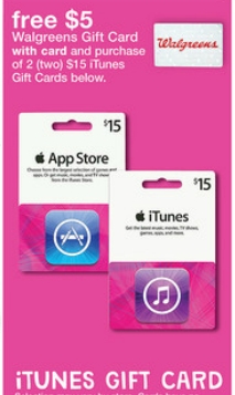 walgreens free 5 gift card w purchase of itunes or cvs photo christmas cards discount