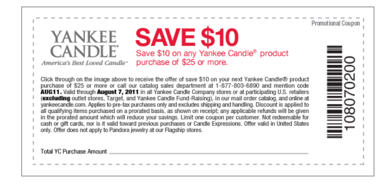 Yankee candle coupon codes