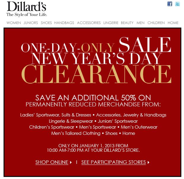 Dillards 50 Off ALL SALE!! 1 Day Only!